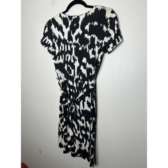 Diane von Furstenberg Zoe Silk Dress Women’s Black White Abstract Print Size 4 - Picture 5 of 9